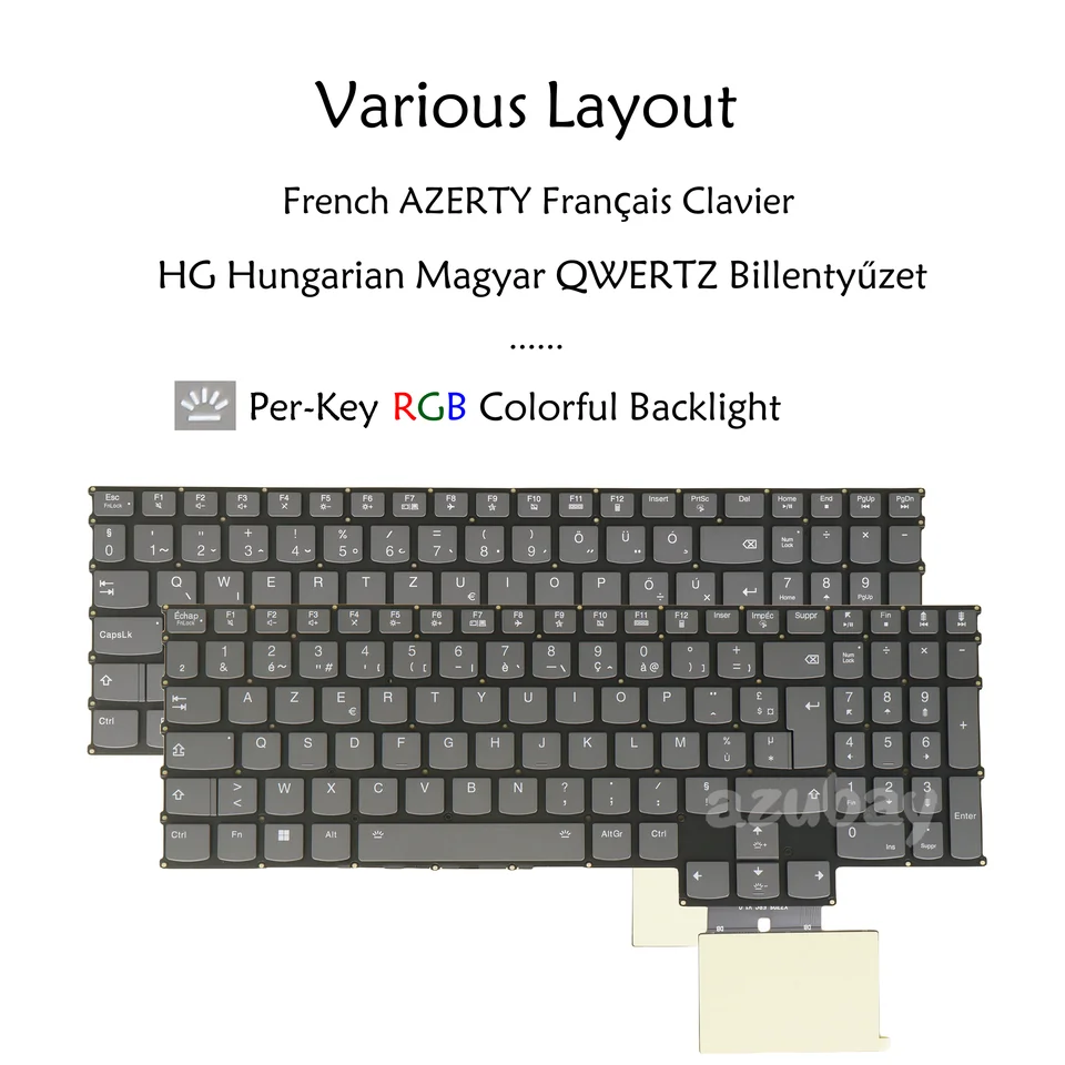 Francúzska azerta maďarská klávesnica pre laptop Qwertz pre Lenovo Legion S7-16arha7 S7-16iah7 82UG 82TF PT5SYPERKYCB, RGB Backlit Grey