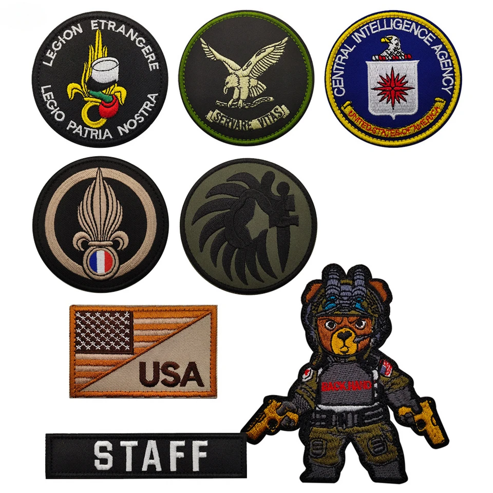 Francúzska cudzia légia Morálka odznak Hook & Loop Patches vyšívacie náramky batoh hattry tkanina Tactical USA Bear Patch pre oblečenie