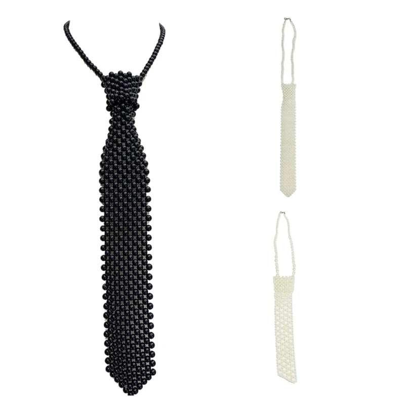 Francúzska kravata perla náhrdelník Choker kravata pre tínedžer