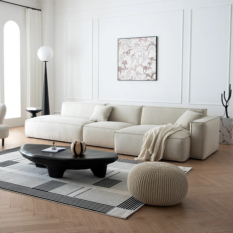 Francúzska winnie Sofa Tkanina Obývacia izba Špeciálne v tvare roh tofu blok francúzsky krém Moderná modulárna kombinácia pohovka