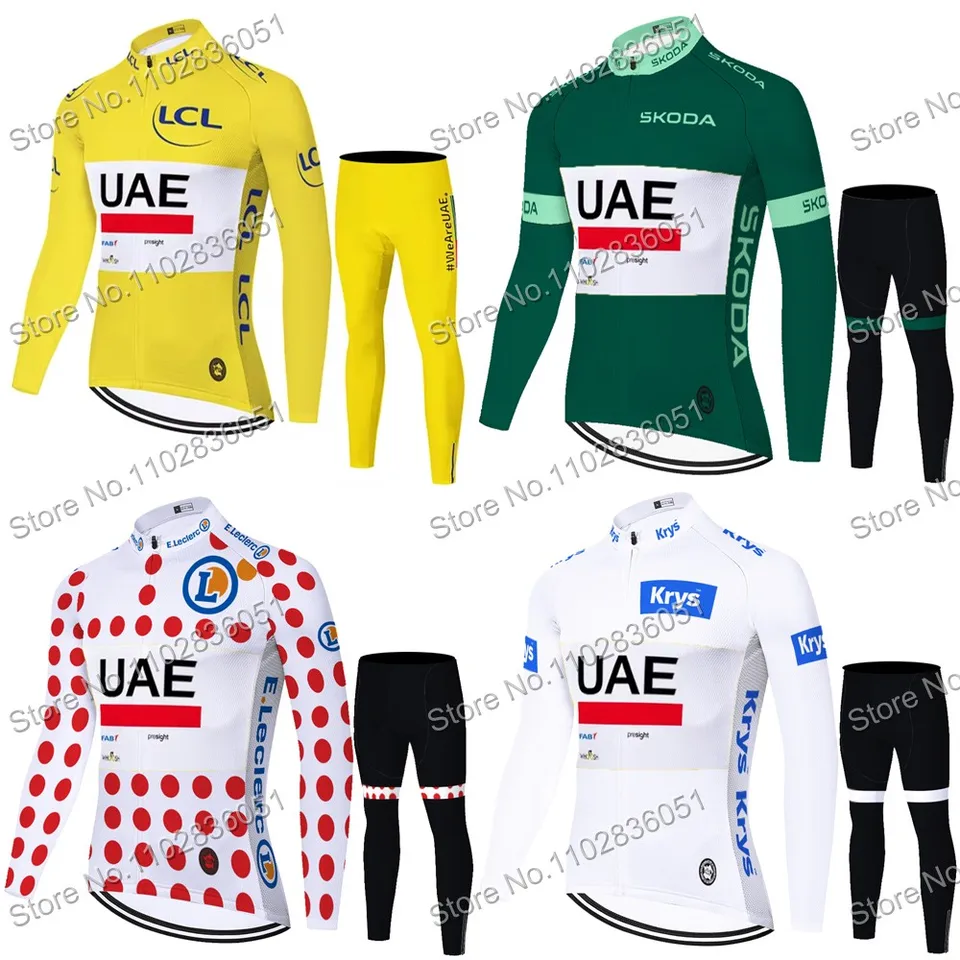 Francúzsko Tour SAE Team 2024 Cycling Jersey Set Páns s dlhým rukávom Cycling Clothing Bike Road Pants Bib Bicycle Suit TDF MTB Maillot