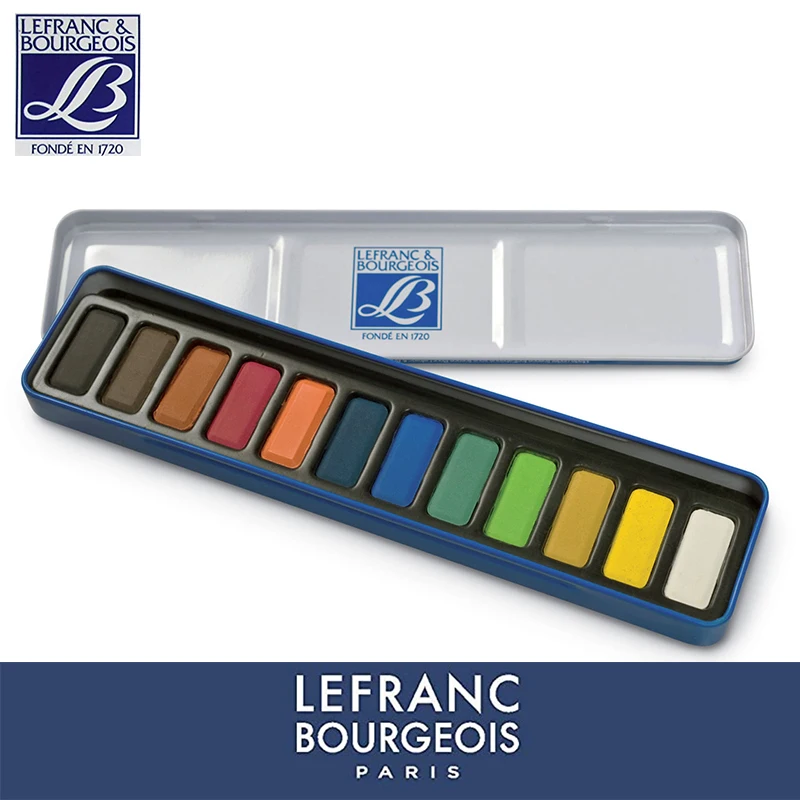 Francúzsky lefranc buržois umelec Solid Watercolor Pigment 12 -Color Iron Box Set Začiatok
