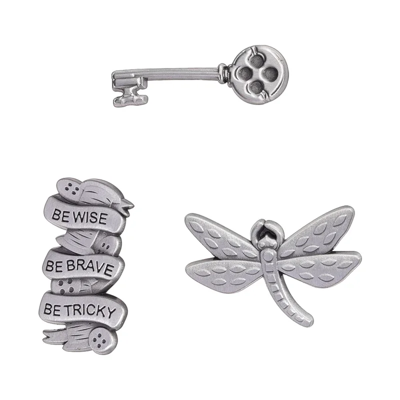 Francúzsky retro dragonfly kľúč brošňa smalt