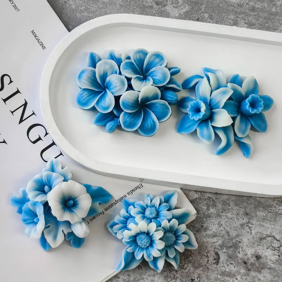 Frangipani Daisy Flower Fold Aromaterapeuterapia sviečka ranná sláva sláva kvetina kvetina sviečka silikónová forma ručne vyrobená forma