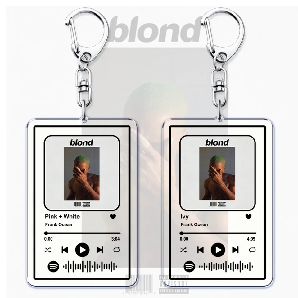 Frank Ocean Blonde Music Keychains for Women Accessories Bag Pink + White Be Yourselfy Yourself Ivy Playlist Code Keying Fanúšikovia šperkov darček