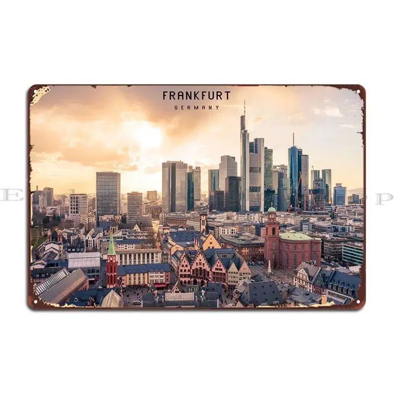 Frankfurt Metal Plaque Plaque Plake maľba nástenná maľba Vintage večierok dizajnér cínový znak plagát