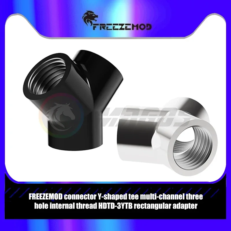 FreeZemod Water Cooling Distributor Adapter, vnútorný G1 / 4 '' X3 Tee Y Splitter, Black / Silver, HDTD-3YTB