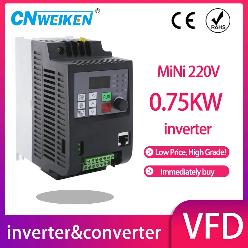 Frekvenčný konvertor 0,75 kW 1,5 kW 2,2 kW 4KW 5,5 kW 7,5 kW 220V jednofázové 3 fázové 220V Vstupné VFD frekvenčné invertor /VFD