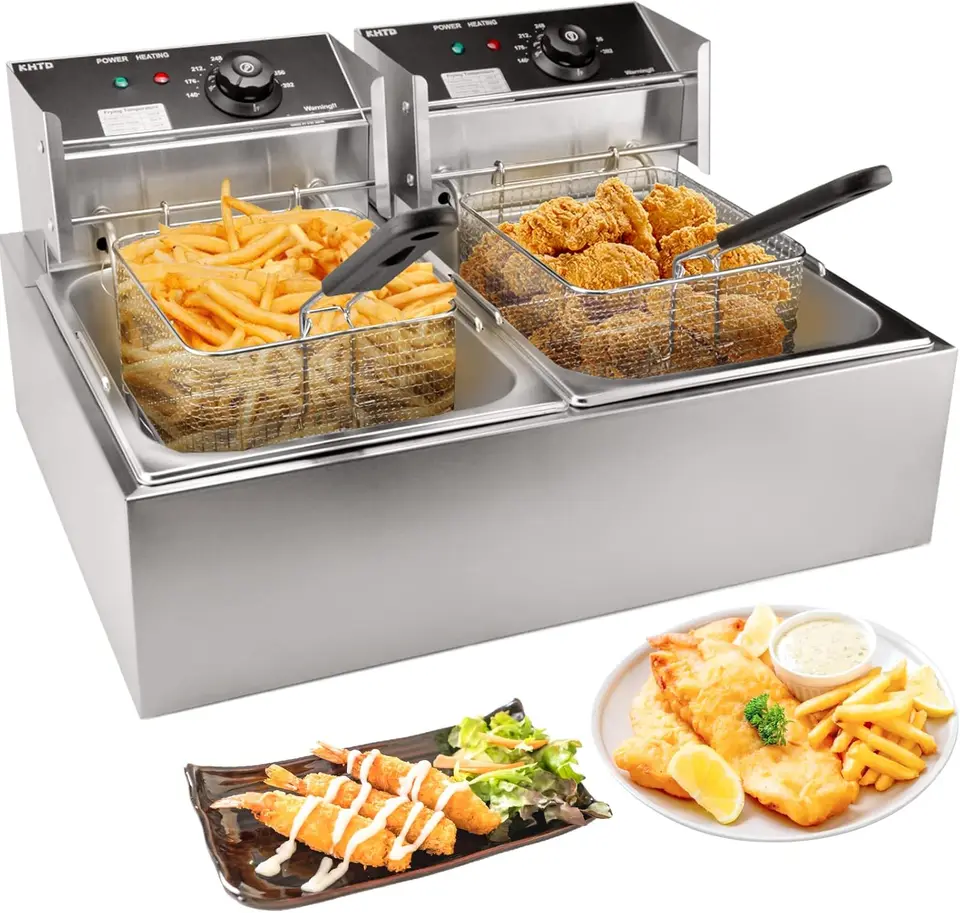 Frikyer s košom, 3400W 12,7QT/12L, odnímateľná veľká kapacita z nehrdzavejúcej ocele Elektrický olej Fryer s teplotou