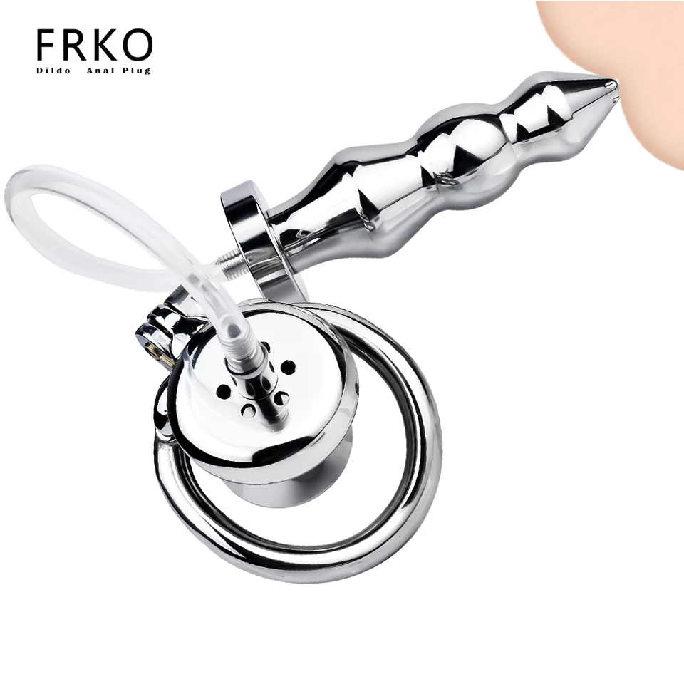 Frko nová sexuálna hračka Anal Plug negatívna cudnosť klietka Uretrálna katéter 2 v 1 stimulačný buttplug penis klietka Slave Game Men Gay