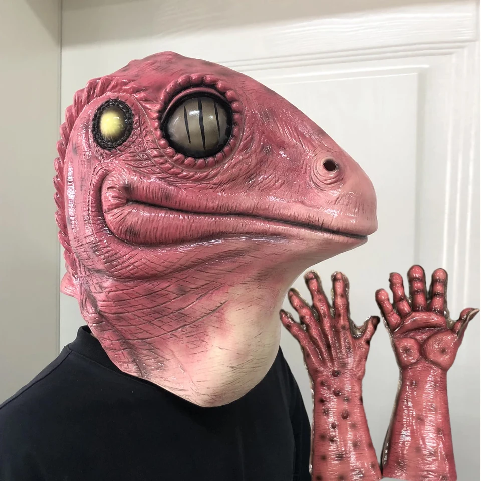Frog Lizard Latex Mask Rukavice Funny zvierat Cosplay Reptile Alien Latex prilba Halloween Karneval Party