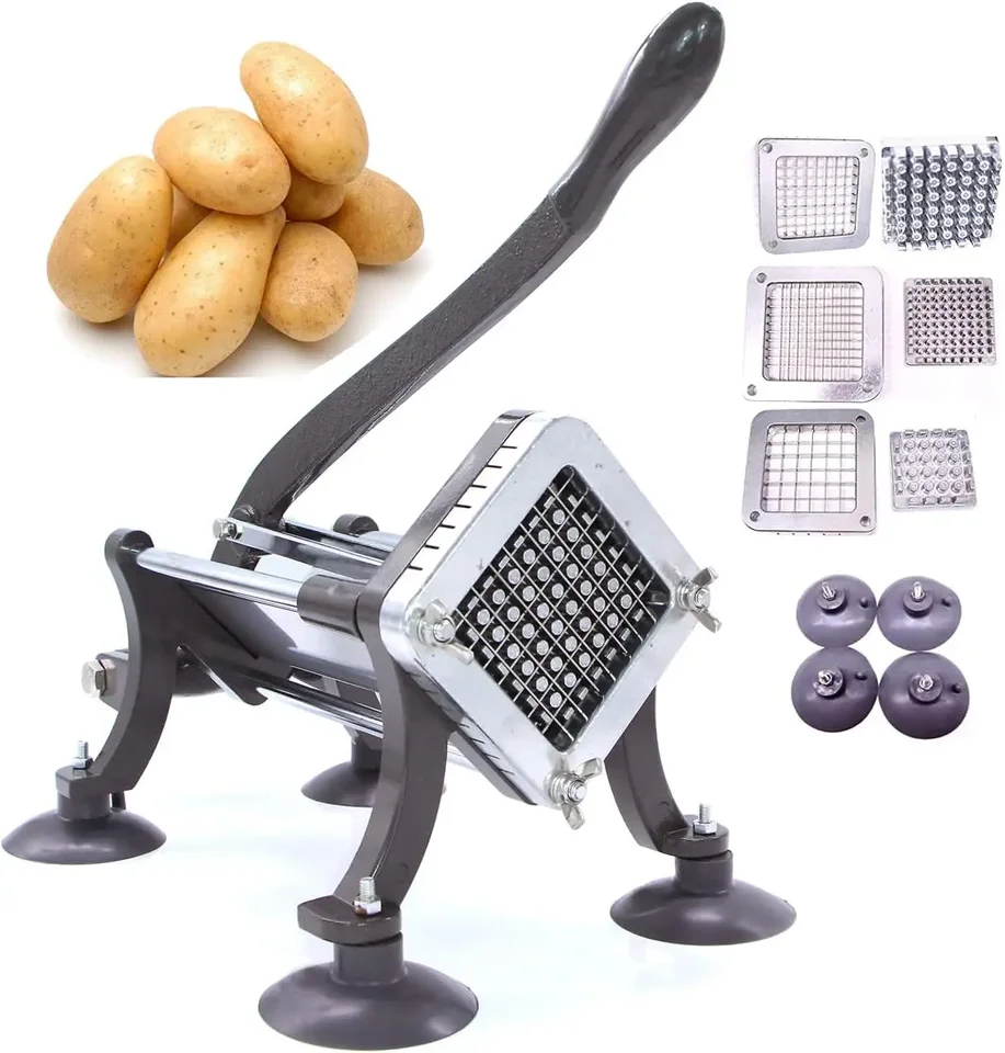 Fry Cutter Commercial Clicer s kazetom s kompletnými sacími nohami, obsahuje 1/4 