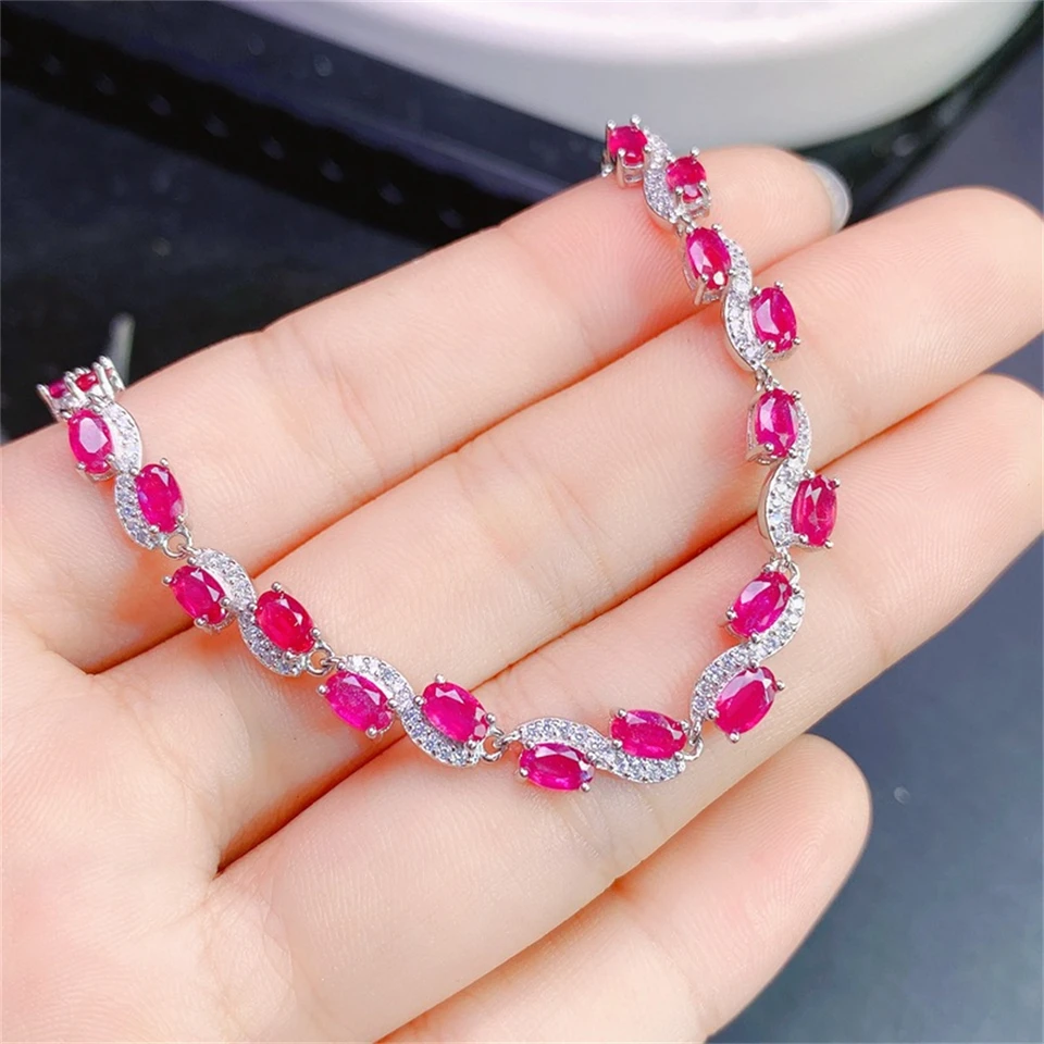 FS 3*5 mm Natural Ruby/Opal/Garnet/Citrine Bracelet S925 Sterling Silver for Women Fine Fashion Svadobné kúzlo šperky meibapj