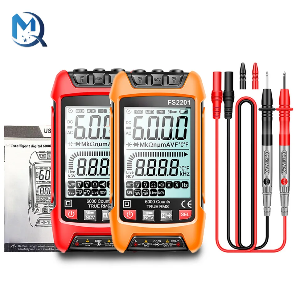 FS2201/2202 Tester Automatický rozsah digitálny multimeter 9999 Počty TRMS AC DC Voltmeter AMP NCV NCV Tranzistor