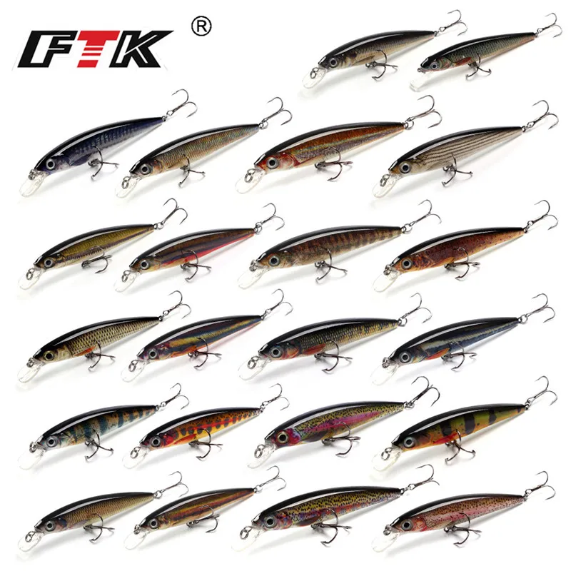 FTK 12G 10 cm plávajúce sa rybárske nástražky 3D oči Tvrdé umelé návnady Wobblers for Pike Crankbait Twitching Fishing Accessories