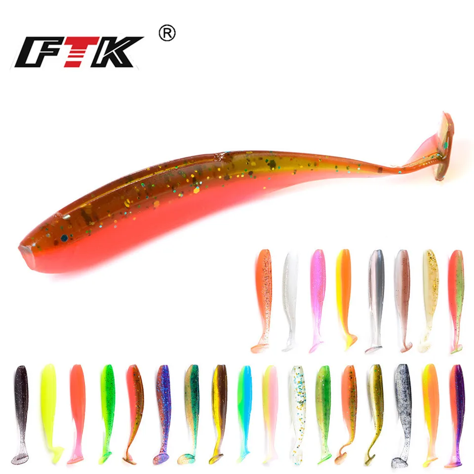 FTK 90 mm 120 mm rybársky rybolov mäkká návnada morská uhorka pádlo T-TAIL Single Tails Carp Grub Worm Silikone Wobbler Spike Shad Baits
