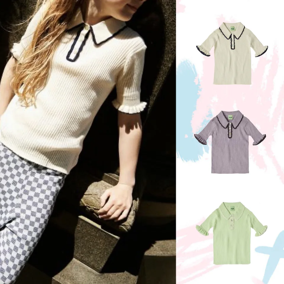 FUB Spring/leto Lace Ruckve Laskel Tričko s krátkym rukávom pre deti