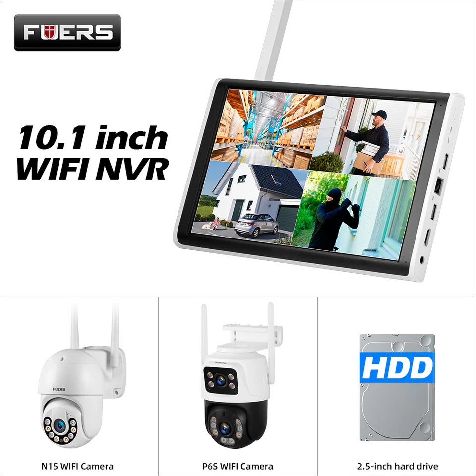 Fuers H.265 10.1inch LCD SCRON 8CH Wireless NVR Security DIY outdoor Camera WiFi SELECTION COMVEILLANCE CCTV Audio Video Recorder