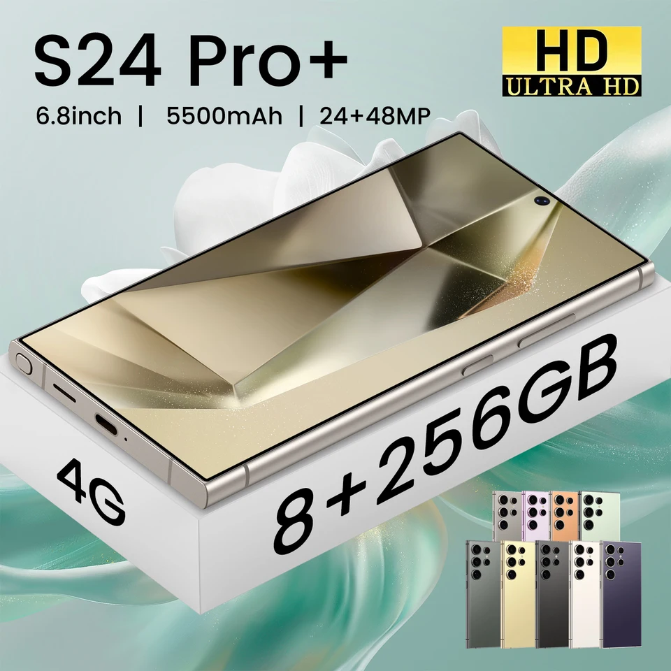 Fuffi S24 Pro, Smartphone Android, 6,8 palca, 8 GB RAM, 256 GB ， 512 GB ROM, Dual SIM, mobilný telefón, obchod Google Play, 24+48 MP, 5500 mAh