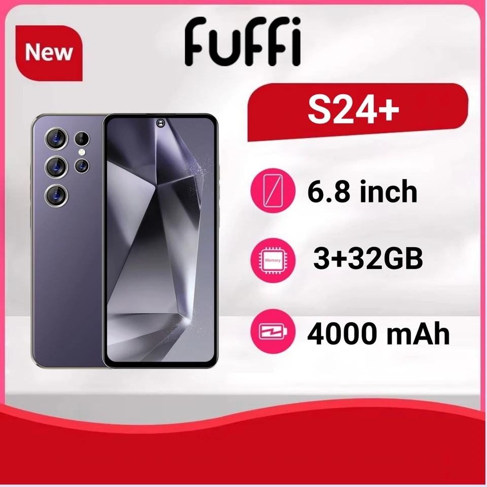 Fuffi-S24+, Smartphone Android, 6,8 palca, 3+32 GB ROM, 4000 mAh, mobilné telefóny, 5+13MP fotoaparát, duálne SIM, SILD STORE, Celffones, mobilné telefóny