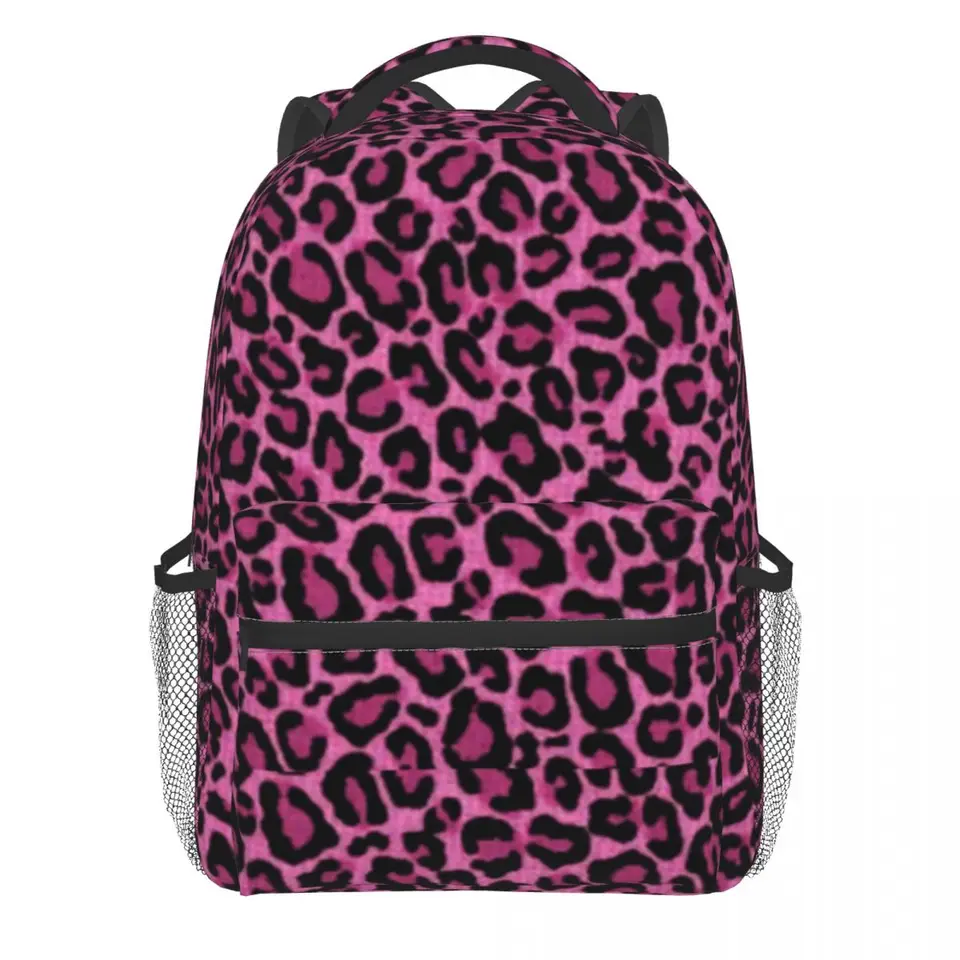 Funky Leopard Print Batha batoh Men Men ružové čierne škvrny batohy polyester roztomilé školské tašky cestovné dizajnér Rucksnack