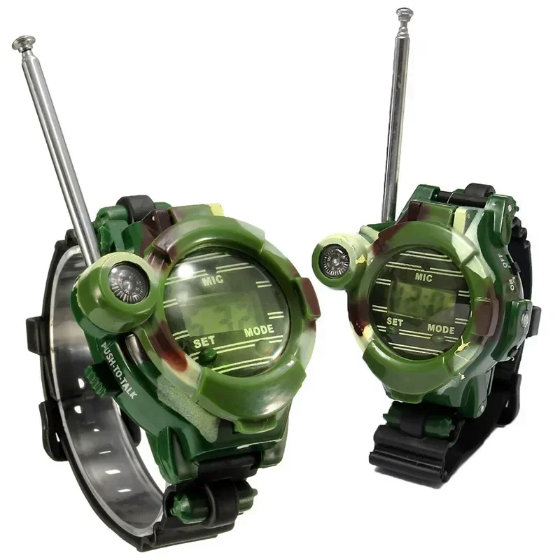 [Funny] 2ks/set Outdoor Walkie Camouflage Interphone Watch Hray Family Hra Game Electrom Intercom Strong Range Clock Hray Gift