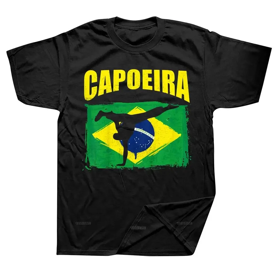 Funny Capoeira Brazílska vlajka Brazília bojové umenie Dance T Tričky bavlnené ulice Streetwear s krátkym rukávom narodeninové darčeky letné tričko