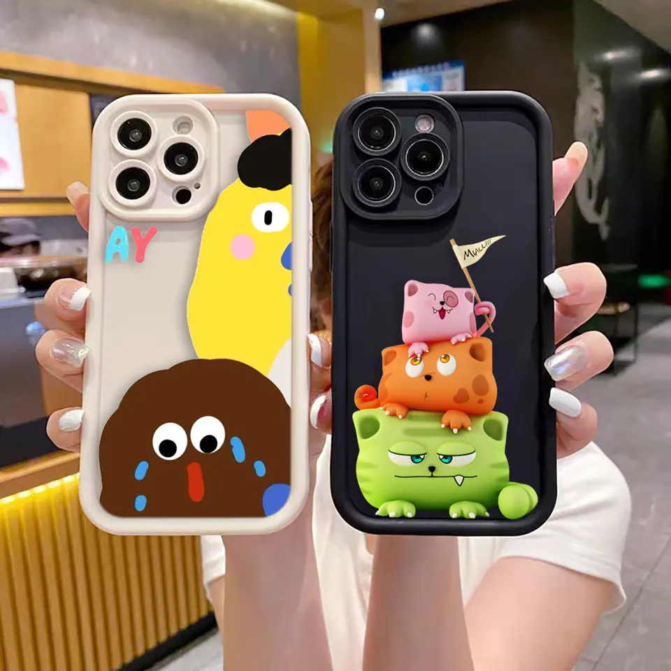 Funny Cartoon Little Monsters Cover Cover Puzdro pre telefón Google Pixel 7 8 8a 8a 9 OnePlus 11 10r 8t Nord Ce 4 Lite Ace 2 3 Prípad Funda