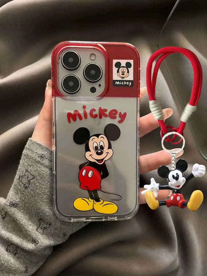 Funny Cartoon Red Disney Mickey Strap Pase pre iPhone 16 15 14 13 12 11 Pro Max xs Max xr 7 8 plus mini y2k kawaii kryt