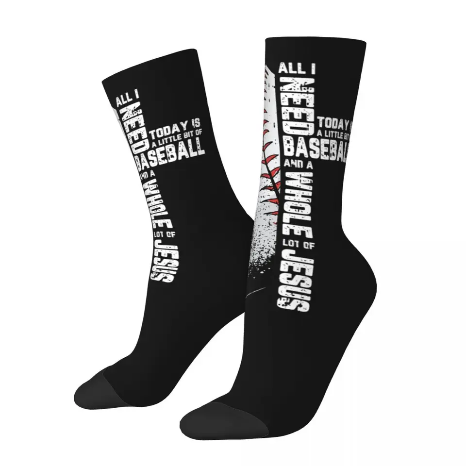 Funny Crazy Sock for Men Baseball Cross Cross Ježiš kresťan vintage