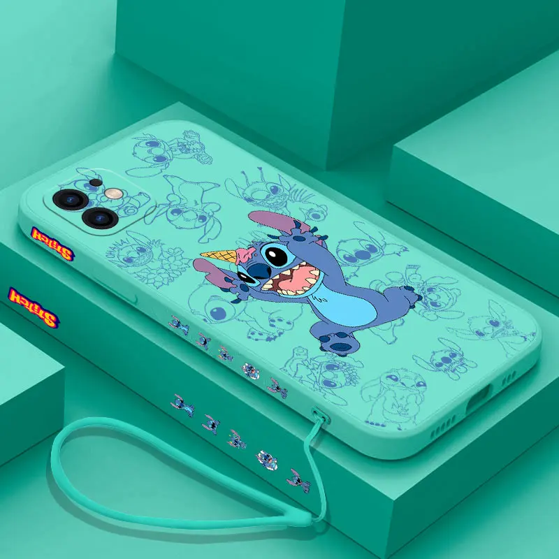 Funny Cute Disney Stitch puzdro pre Samsung A54 A34 A73 A53 A33 A23 A14 A13A72 A52 A52S A32 A22 A12 A71 A51 4G 5G s ručným popruhom