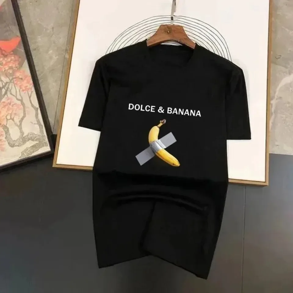 Funny Dolce & Banana Print Men's Tirt Cotton Casual Tops Tee krátke rukávy Summer mužov oblečenie pár tričko pre ženy 2024
