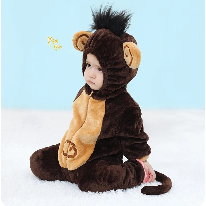 Funny Monkey Onesie detské oblečenie zviera Kigurumi novorodenecké karikatúry pyžamy detská kombinéza dojčatá Halloween Cosplay kostým