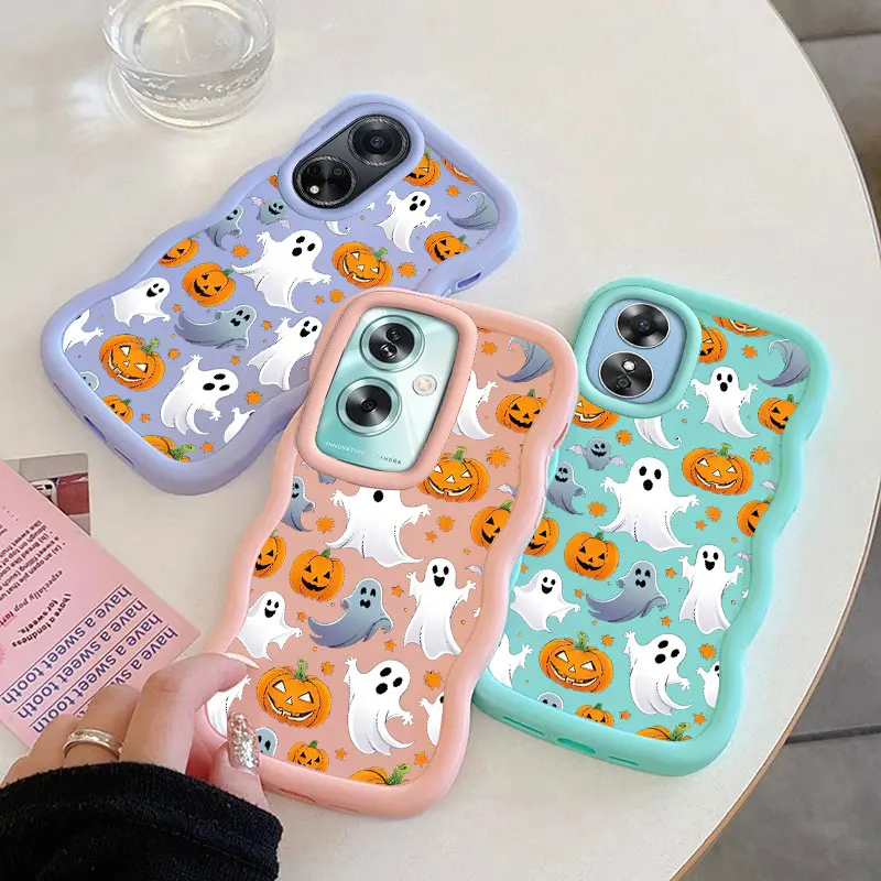 Funny Pumpkins Fashion Telefón puzdro pre OPPO A16K A17 A38 A57 A58 A60 A76 A58 A78 A79 A98 4G 5G Soft Coque Wavy Wavy Edged Cover