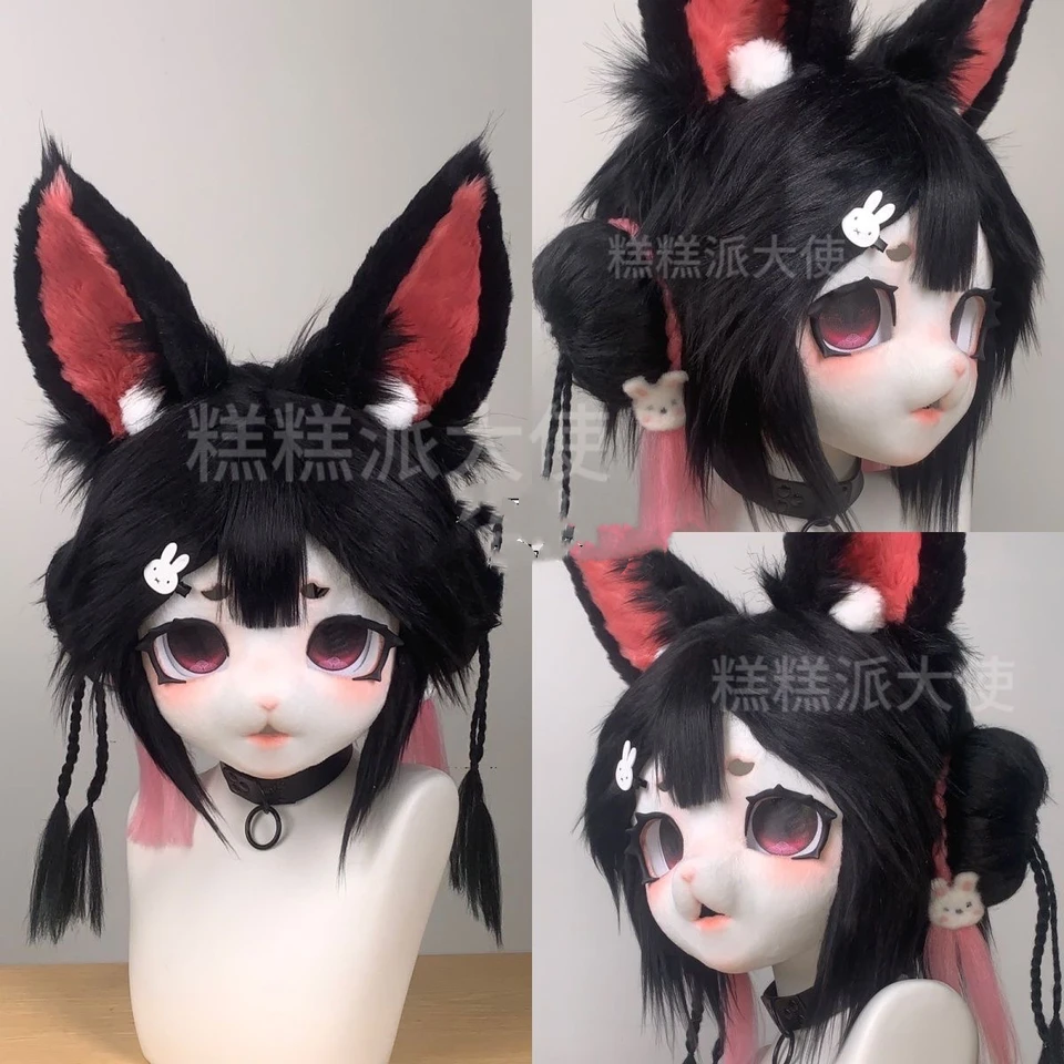 Fursuit Kigurumi náhlavné súpravy roztomilé chlpaté cosplay psa Wolf Head kostýmy prispôsobené Fursona Head Comiket Furries Doll Kig Series Kawa