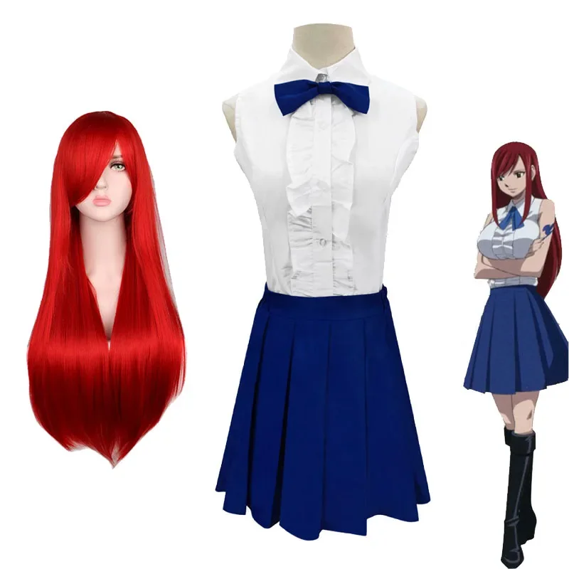 Fury Tail Erza Scarlet Cosplay kostýmy zvieracie oblečenie Queen's Daily Cloths Dievčatá JK Uniformné sukne Erza Cosplay Wig PA7447