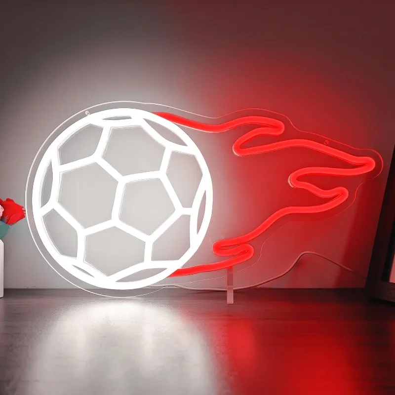 Futbal na ohni neónová stena dekorácie stmievateľné LED značky Spálňa Glow Znaky narodeniny oslavy Domov College obchod dekor Club Detské darčeky