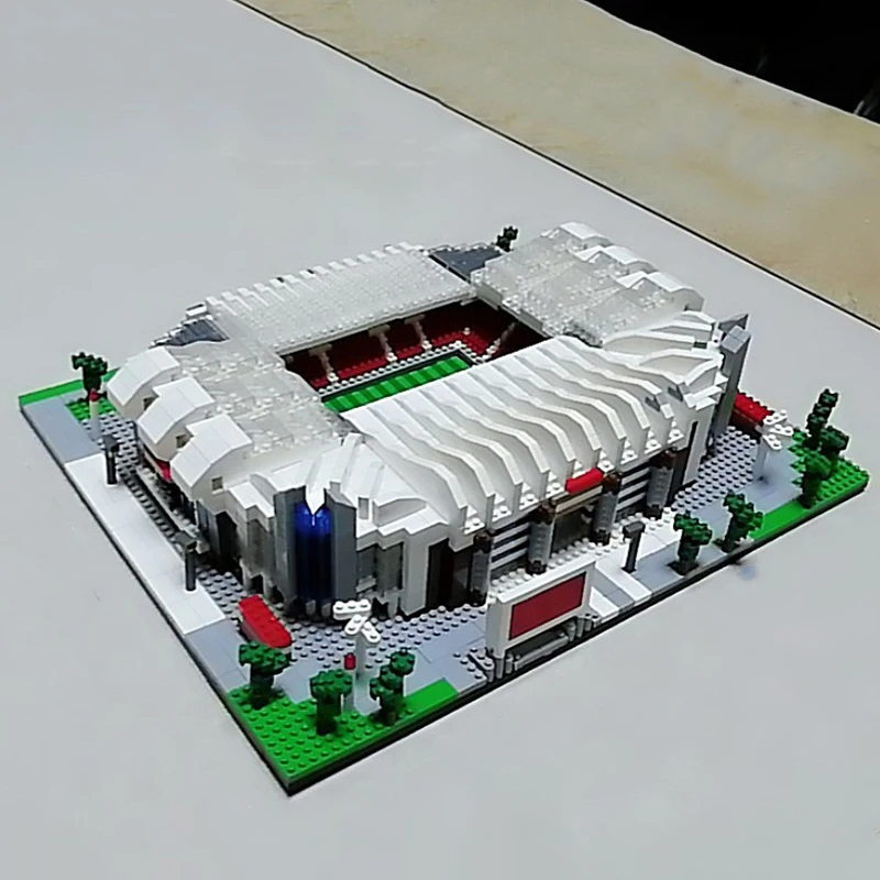 Futbal Star -Trafford Stadium Soccer Field World Architecture 3d Mini Diamond Blocks Building Building Hračka pre deti