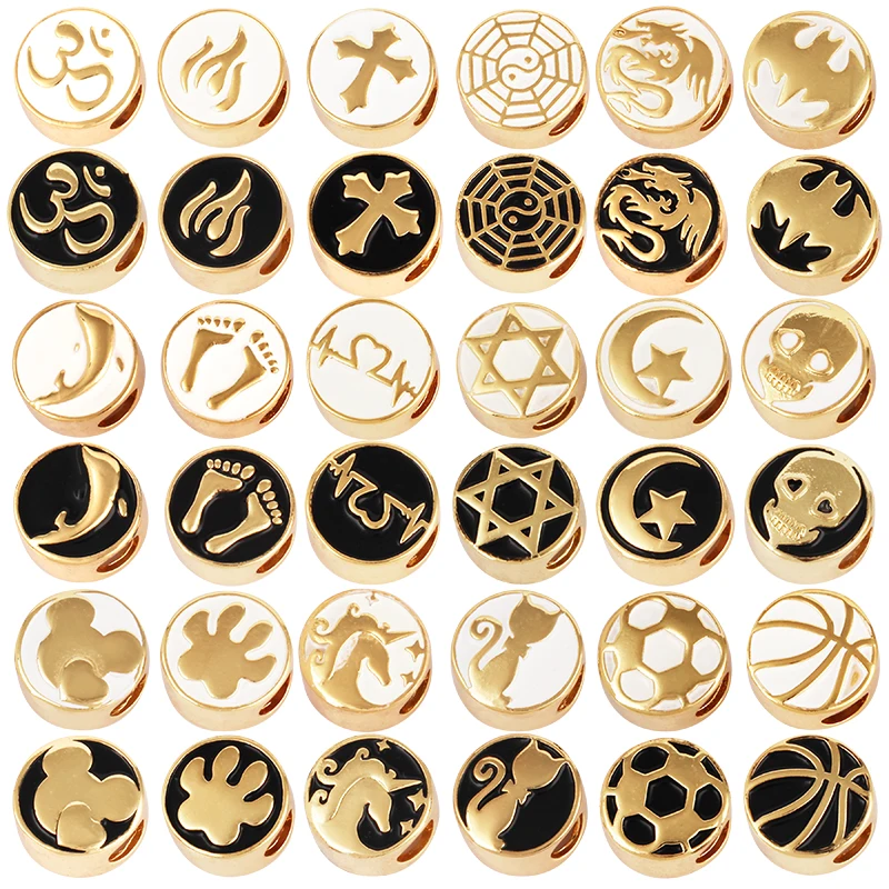 Futbalová basketbalová basketbalová lebka Dragon Cat Football Basketball Cross Star Space Beads, Muži náramky, ručne výrobné remeselné šperky Veľkoobchod L88