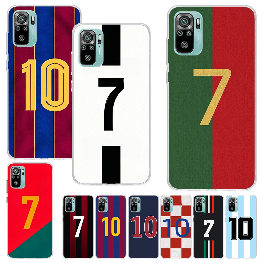 Futbalová hviezda Číslo C 7 10 Vytlačte mäkké puzdro pre Xiaomi Redmi Note 11S 11T 10S 9S 8T 12 11 10 9 8 11E Pro Plus 7 shell s telefónom