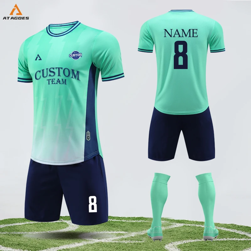 Futbalová súprava na vlastné polyesterové rýchle sušenie pre mužov Priedušné veľkoobchodné futbalové dresy Futbalové odevy Sportswear Jersey Set D8863
