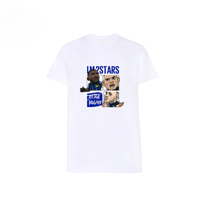 Futbalový klub Pánske dámske dámske tričko Pure Cotton Inter-s krátkym rukávom komiksové tlačové série letné módne príležitostné fanúšikovia Tričká Tops