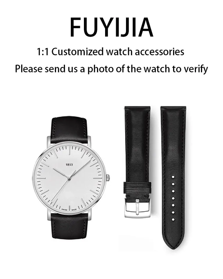 Fuyijia vlastné T-iss-OT T109 Originálny hodinkový pás 21 mm 19 mm 15 mm ploché rozhranie Cowhide popruh z nehrdzavejúcej ocele PIN pracka náramok