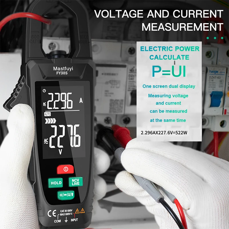 FY385 Digitálne svorkové kliešte ampérové ​​napätie AC DC DC CLAMP CLAMP TEMP OHM kapacita amperimetrická svorka multimetra