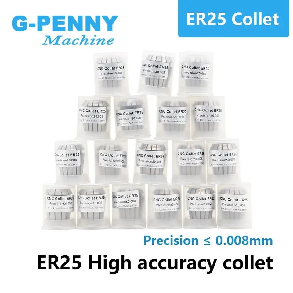 G-Penny High Precision! ER25 vretienový motor Collet Chuck Full Set 19ks 1 mm až 16 mm CNC vretenár