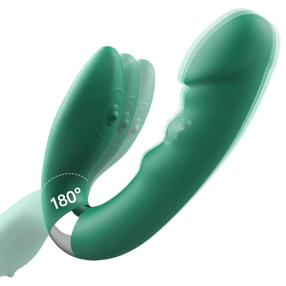 G Spot Dildo Vibrator, 180 ° Transformácia Realistické vibračné dildo, vibrátor pre ženy, dvojité dildo s 3 klitoris flappin