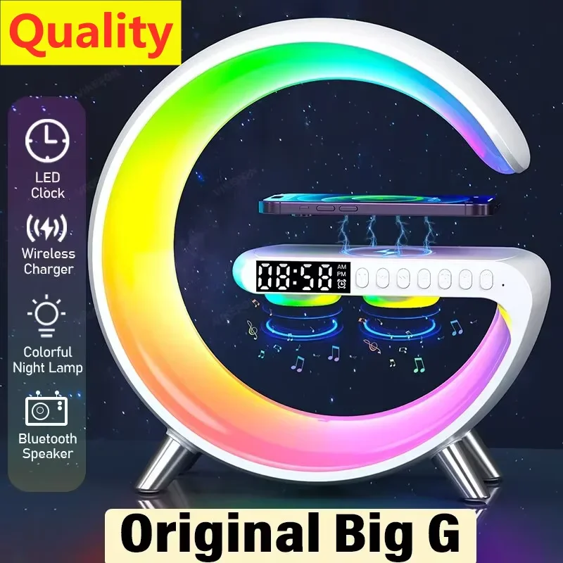 G Wireless nabíjačku budík Bluetooth Reproduktor RGB Night Light Light Rýchle nabíjacie stanice Dock pre iPhone Samsung Xiaomi