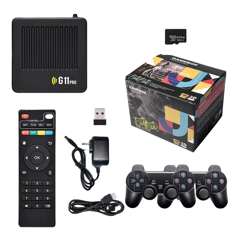 G11 Pro Retro Home Console Postavená v 10000+ retro hrách HD Video Game Console Ultra Low Latency s 2,4G Wireless Dual GamePad