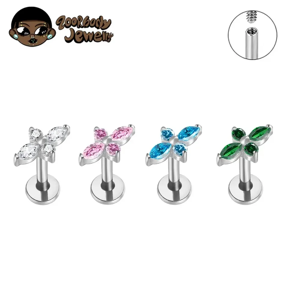 G23 Titanium 5a Cz Labret Piercing Star Star Stud Stud náušnice Helix Chrup