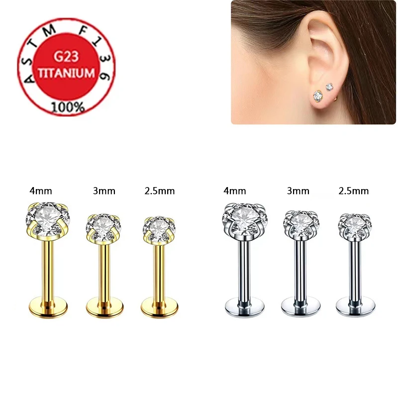 G23 Titánske náušnice Ženy Piercing Tragus jazyk zirkónové pery Stužne Sexy pery chrupavka prsteň Krs
